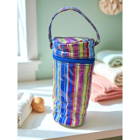 Kalencom Diaper Bag w/ Insulated Bottle Holder NWT Striped Waterproof Vinyl - Picture 8 of 8